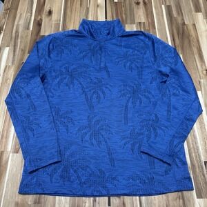 Tommy Bahama Pullover Mens M Blue Island Zone 1/4 Zip‎ Geometric Tropical Golf